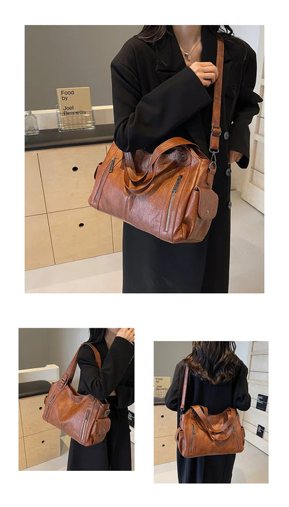Soft Interior Compartment Shoulder Bags 2026 High Quality Contrasting Colors Bags for Women Fashion Zipper Pu Women's Handbags