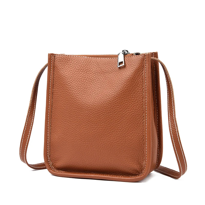 High Quality Genuine Leather Crossbody Bag for Women Vintage Cowhide Leather Shoulder Bag Small Luxury Designer Satchel Handbags
