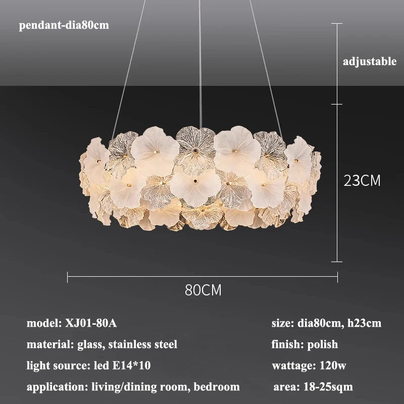 Modern Lustre Glass Flower Led Chandeliers Lighting Living Dining Room Pendant Lights Home Decor Bedroom Hanging Lamp Luminaire