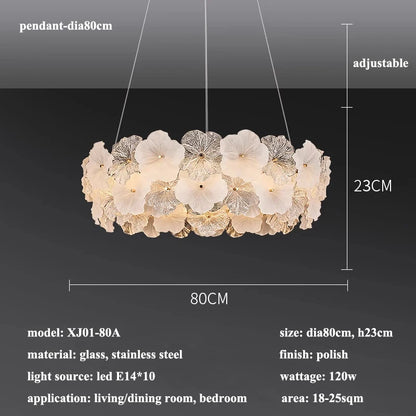 Modern Lustre Glass Flower Led Chandeliers Lighting Living Dining Room Pendant Lights Home Decor Bedroom Hanging Lamp Luminaire