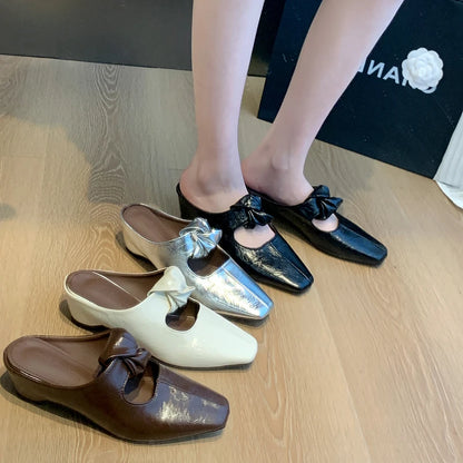 Women Heeled Sandals Slingback Mules Leather Shoes Summer Slippers 2026 Luxury Mary Jane Shoes Comfort Flip Flops Mujer Slides