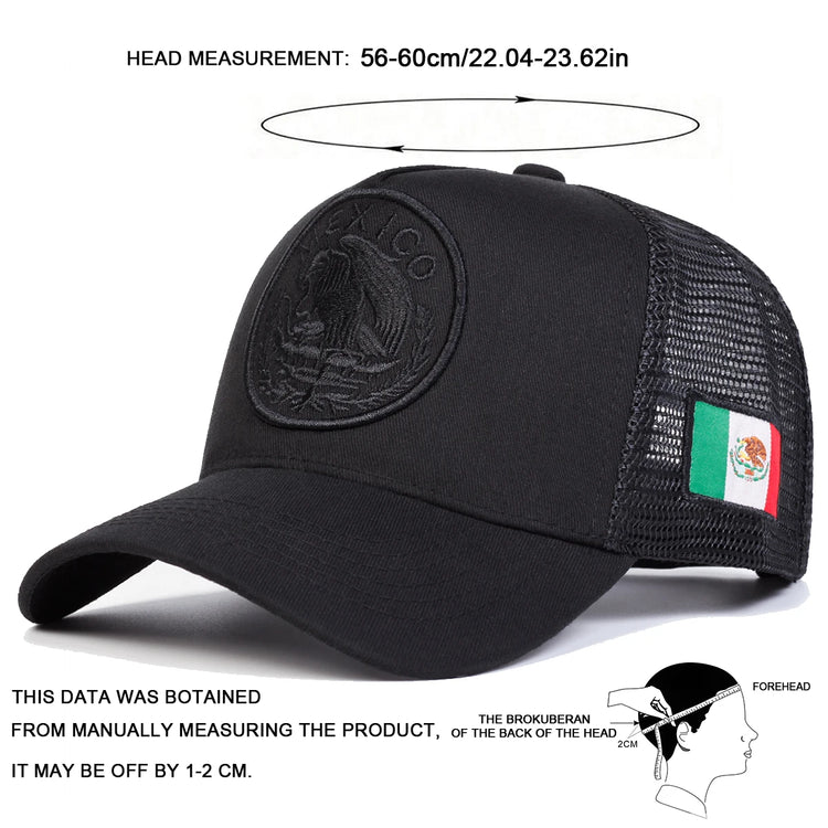 Unisex Mexican Flag Embroidery Baseball Net Caps Adjustable Casual Hats Spring and Summer Outdoor Sunscreen Hat