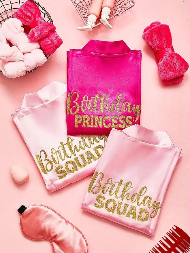 40 Pcs Girls Spa Party Supplies 10 Birthday Squad Princess Robe 10 Tote Bags 10 Headbands 10 Spa Masks for Birthday