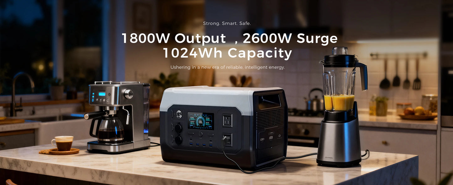 CTOLITY XP1000 1800W Portable Power Station 1024Wh Lifepo4 Apartment Charging Station Pure Sinve Wave Camping Solar Generator