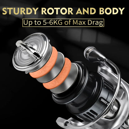 Spinning Fishing Reel 7+1BB Stainless Steel Bearings 5.2:1 6KG Max Drag Left Right Handle Saltwater Freshwater Lure Reel Tackle