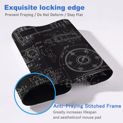 Mouse Pad Gaming Accessory Mechanical Drawing Large HD Mousepad XXL MousePad Natural Rubber Carpet Non-Slip Table Mat Office Rug