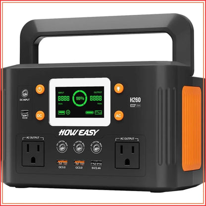 260W Portable Power Station, 500W Peak Solar Generator, 65W PD, 110V AC, 48000mAh Backup Battery for Camping Travel Emergency