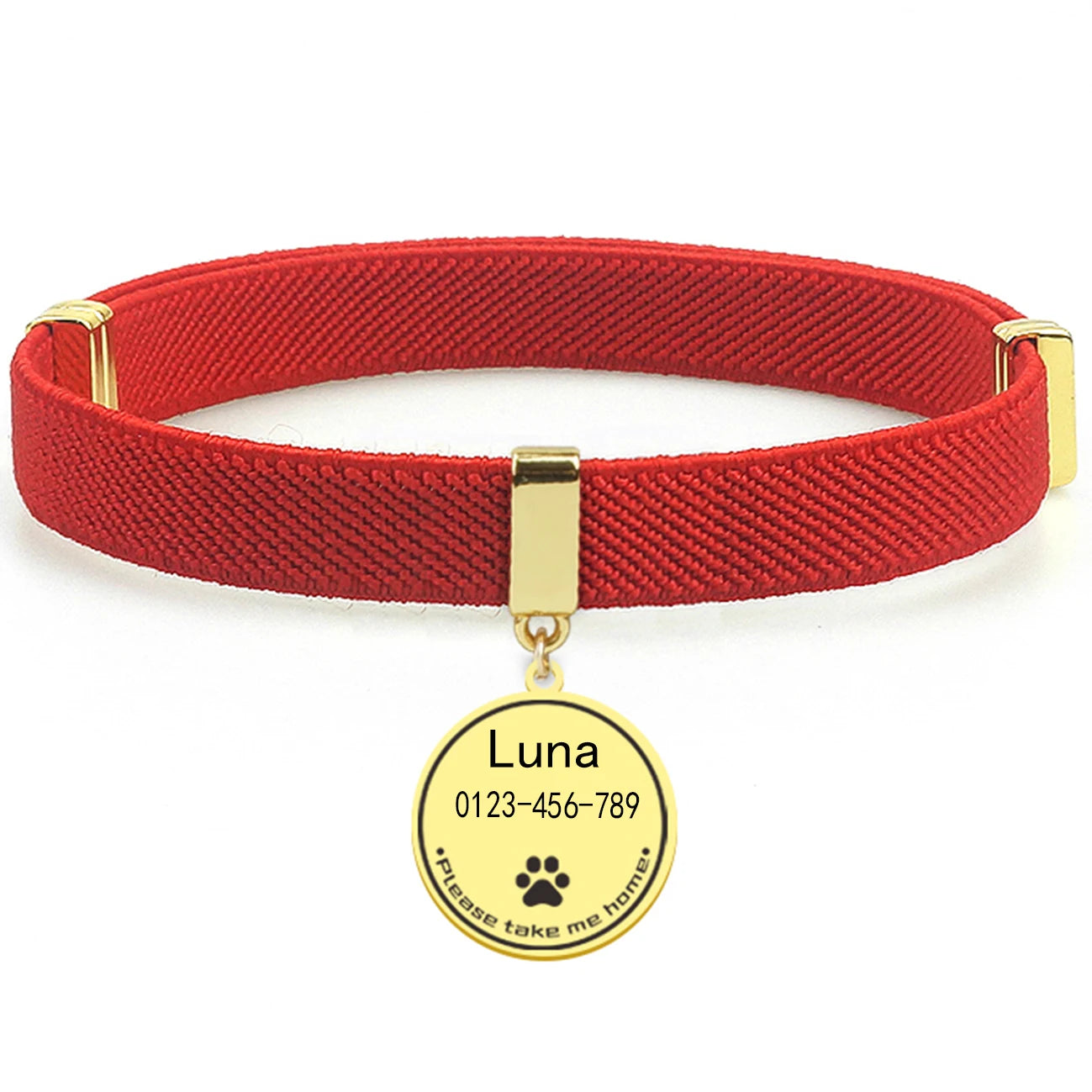 Cute Customized Cat Collar Round Metal Name Tag Breakaway AirTag Kitten Collars Adjustable Pet Collars for Cats and Puppies Dogs