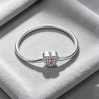 2026 Hot Selling 925 Silver Heart Shaped Buckle Snake Chain Sparkling Zircon Original Bracelet Women Fashionable Luxury Jewelry