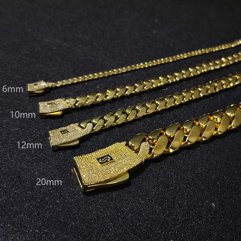 NY Real 14K Gold Plated Moissanite Monaco Chain 925 Silver 6/8/10mm Iced Out VVS Button Smooth Cuban Link Necklace Men Gift