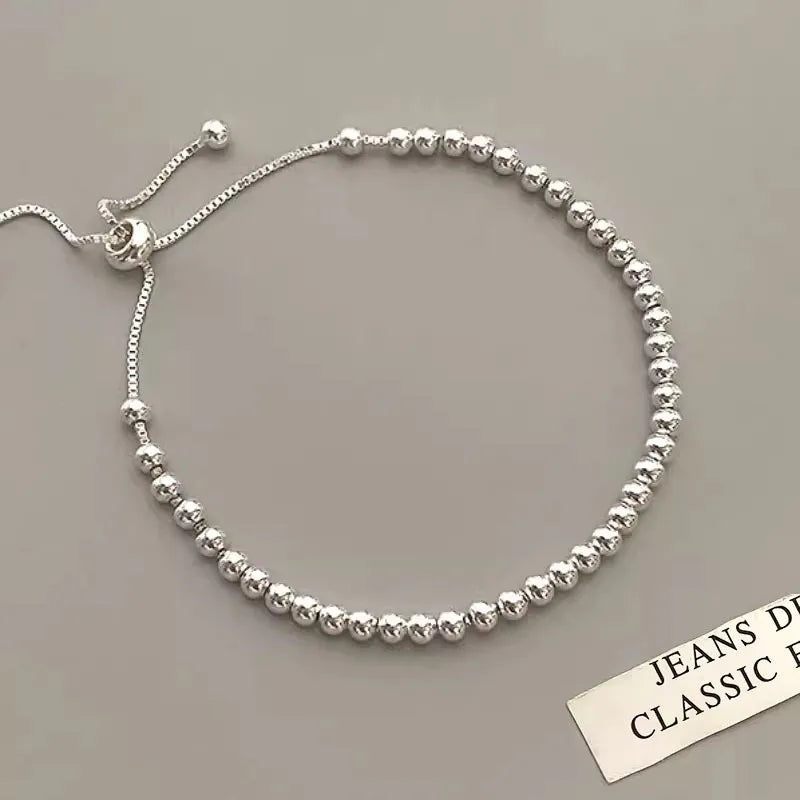 925 Sterling Silver Beautiful Bead Bracelets For Women Korean Fashion Designer Adjustable Bead Bracelet Luxury Original Jewelry