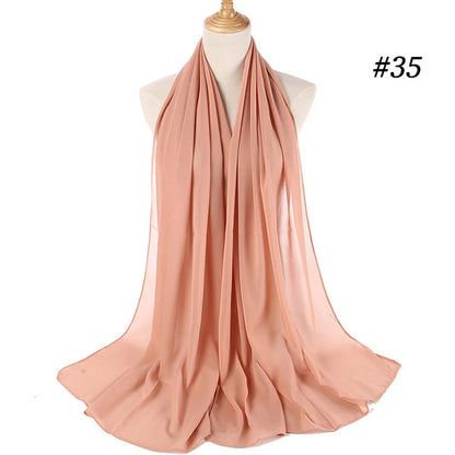 Muslim Chiffon Hijab Women Bubble Chiffon Scarf For Women Ladies Veil Muslim Islam Solid Color Malaysia Musulman Wrap Scarves