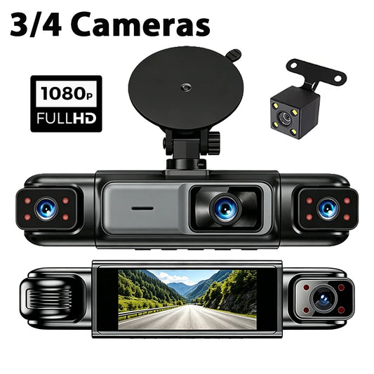 Car DVR Dash Cam 3/4 Lens Black Box FHD 1080P Night Vision 24h Parking G-Sensor Loop Recording Video Recorder Car Cameras