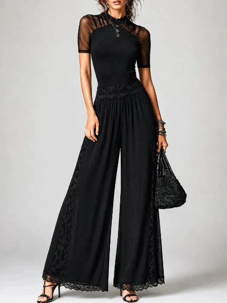 Solid Color Women Jumpsuits For Summer Autumn Short Sleeve Loose Fashion Streetwear Overalls Wide Leg Pants Trousers 2026