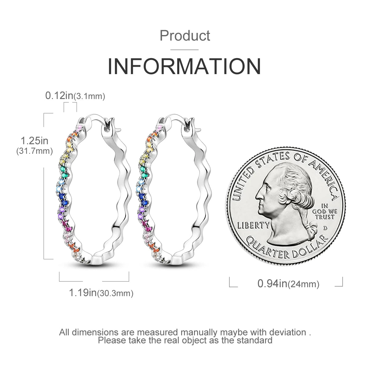 925 Sterling Silver Original Hoop Earring For Woman Luxury  Pendientes Wedding Jewelry Gift