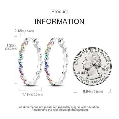925 Sterling Silver Original Hoop Earring For Woman Luxury  Pendientes Wedding Jewelry Gift