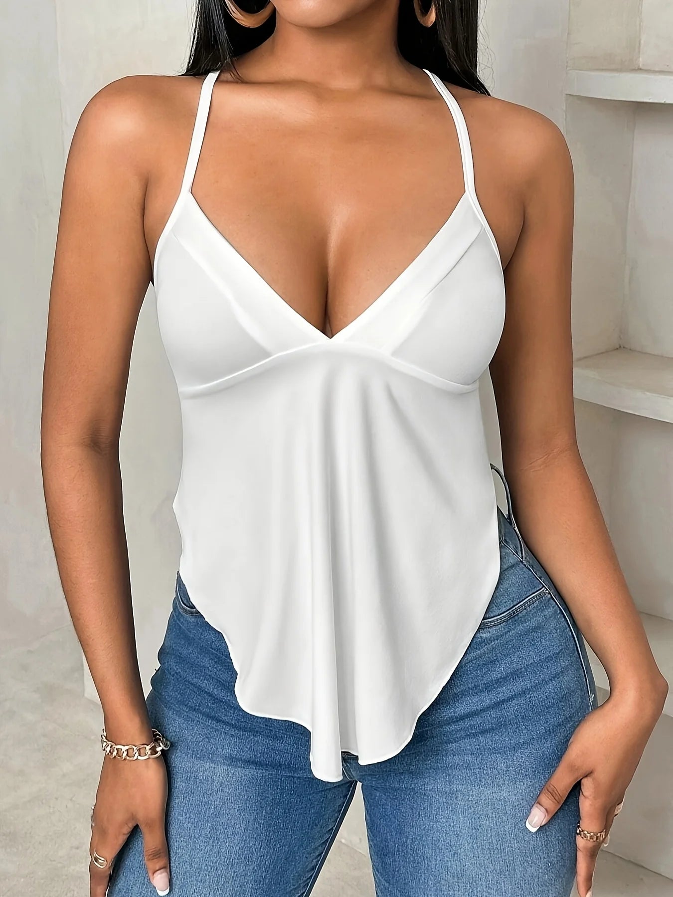 White Women's oversized woven vest women's oversized woven vest casual loose vest suitable for summer wear White