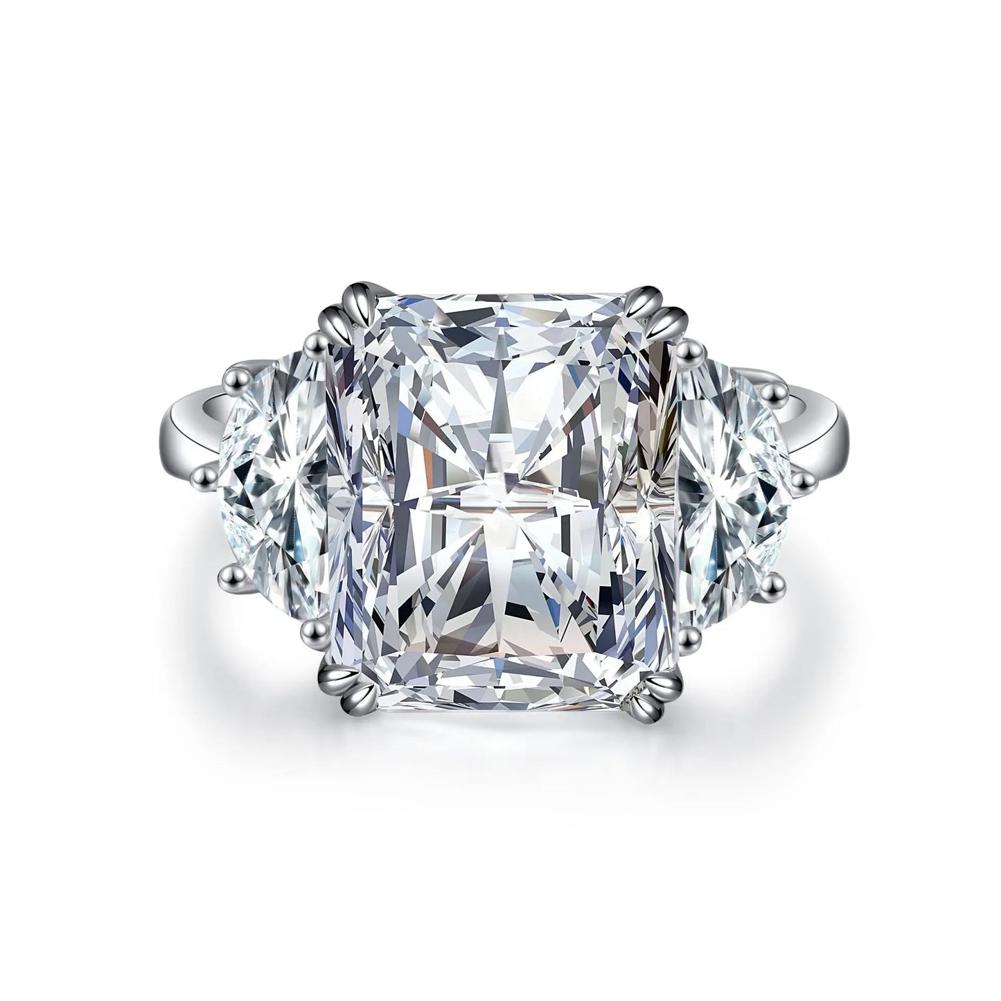 Luxury Solid Platinum PT950 Women's Green Raydean Che 9 karat Moissanite Diamond Ring Banquet