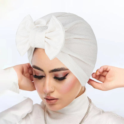 New Women Bow Knotted Turban Indian Hat Muslim Hijab Bonnet Hair Loss Headscarf Chemo Cap Headwear Bandanas Turbante Mujer