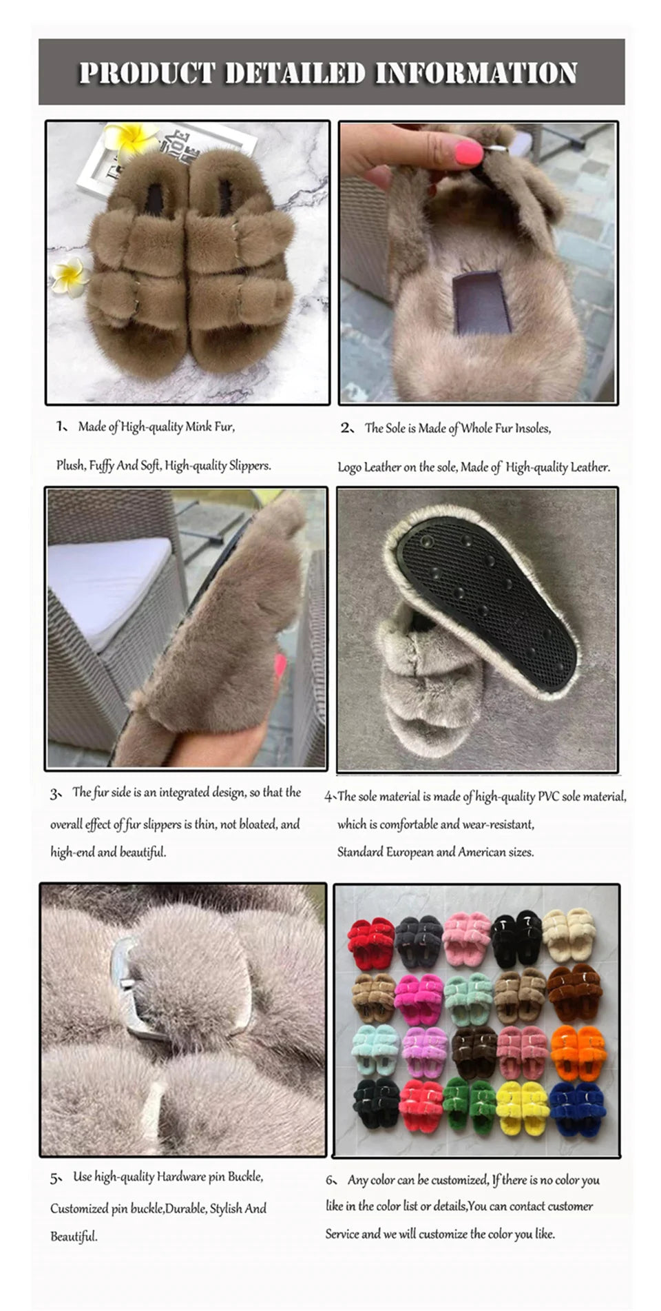Winter Fur Slippers Women 2024 Flat Real Fur Mink Slippers Warm Soft Indoor Women Fur Slippers Luxury Designer Female Shoes