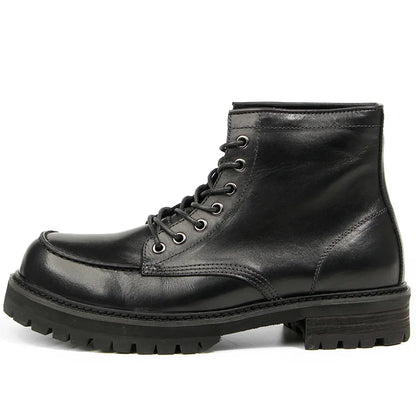 Vintage Work Boots Men's Winter High-top Leather Boots Men Mid-top Short Boots