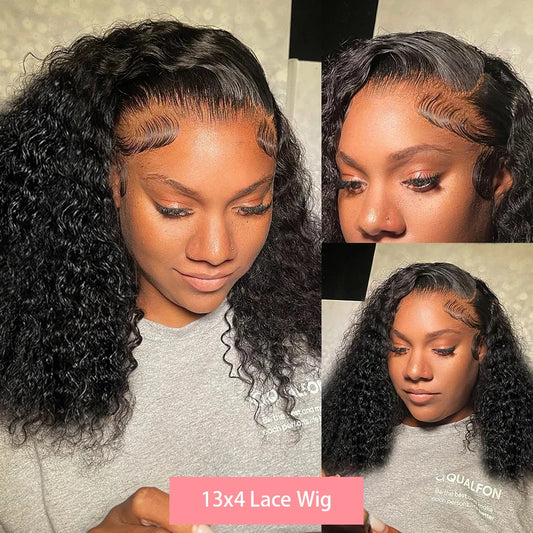 Loose Deep Wave Short Bob 13x4 HD Lace Front Wigs Brazilian 100% Human Hair Curly 4x4 Transparent Lace Frontal Wig 12 14 16 Inch