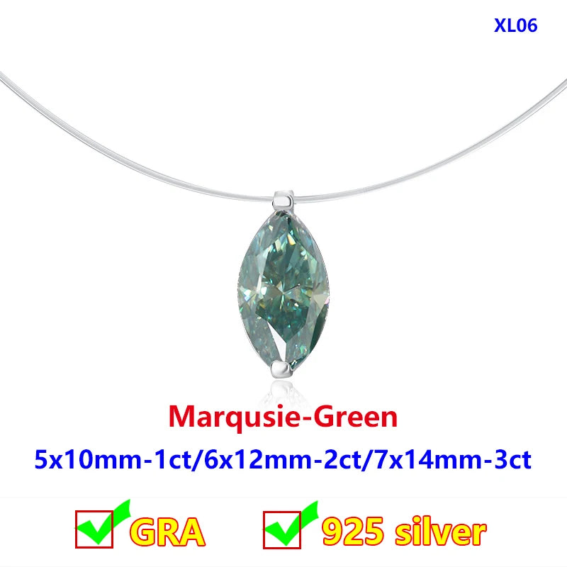 Moissanite Transparent Fishing Line for Women Mermaid Tears Necklace Creative Women's Moissanite Diamond Clavicle Chain