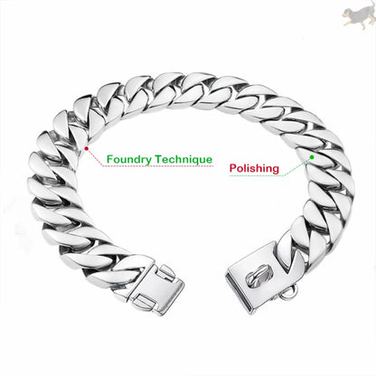 Large Dog Collar 32mm Metal Pet Choker Gold Silver Stainless Steel Chain Dog Accessories for Cane Corso Labrador Rottweiler