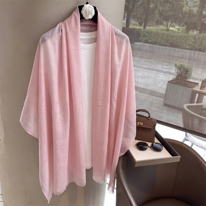 New Long Scarf Women Cotton Scarf Beach Hijab Shawls and Wraps 2026 Luxury Brand Solid Color  Echarpe Designer