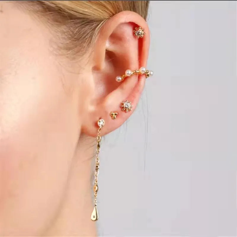 925 Sterling Silver Needle Long Chain Stud Earrings For Women Exquisite Zircon Geometric Tassel Pendant Earrings Luxury Jewelry