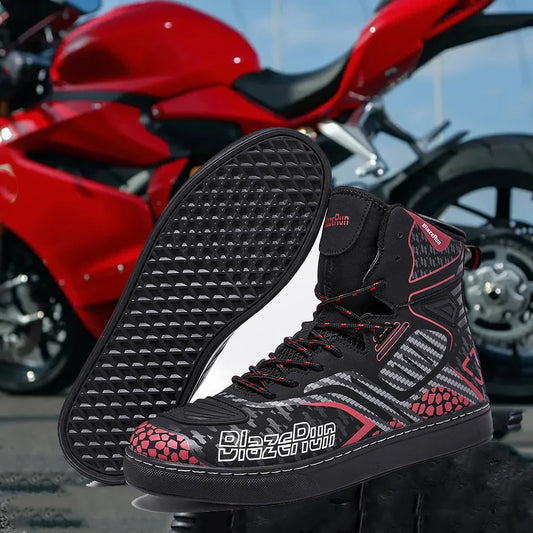 Breathable Motorcycle Boots Men Motorbike Sneaker Microfiber Leather Adventure Touring Boots Motorcyclist Shoes Anti-slip