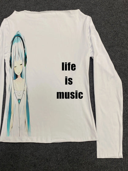 Star Girl Y2k Clothes Women Harajuku Aesthetic Clothing Long Sleeve Women's Cropped 2000s Tops Graphic T Shirts Woman T-shirts