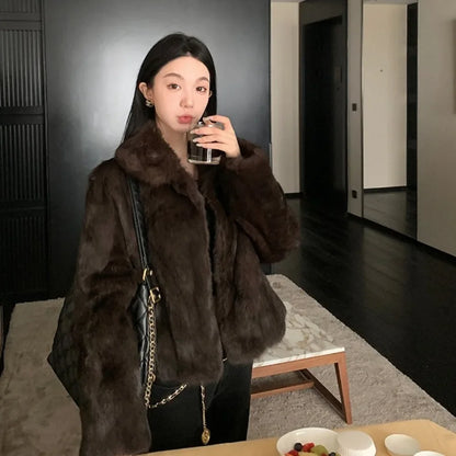 Natural Rabbit Fur Coat Women New Autumn Winter Female Real Fur 2025 Real Leather and Fur Women's Clothing Outerwear Lady Jacket