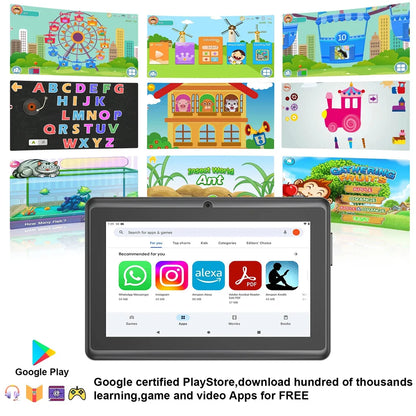 7 Inch Tablet PC 4GB RAM 32GB ROM Android 13 Tablet with Quad Core Processor HD IPS Screen Dual Camera WIFI with protective case