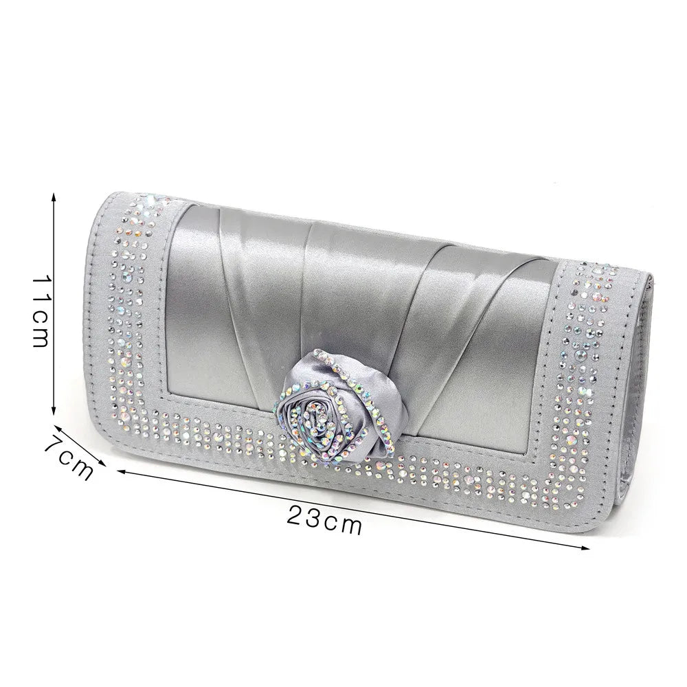 Doershow Beautiful High Quality African Style Ladies Shoes And Bags Set Latest Silver Italian Shoes And Bag Set For Party