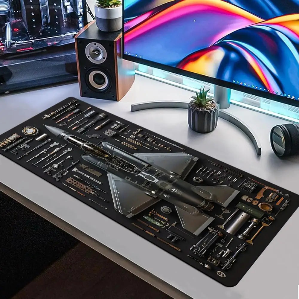 Large Airfield Theme Large Mouse Pad Stitched Edges Non-Slip Rubber Base XXL Gaming Keyboard Desk Mat Office Laptop Accessories