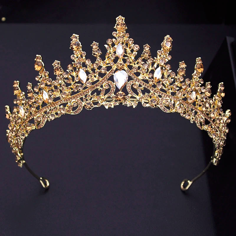 Elegant Silver Color Crystal Bridal Jewelry Sets Princess Tiara Crown and Necklace Earrings Sets for Bridal Wedding Prom Gifts