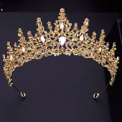 Elegant Silver Color Crystal Bridal Jewelry Sets Princess Tiara Crown and Necklace Earrings Sets for Bridal Wedding Prom Gifts