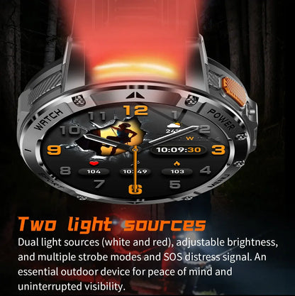 TANK Ultra Outdoor Smartwatch 1400mAh Battery Military Watches Waterproof Two-color Tactical LED Flashlight Men Sports Bracelet