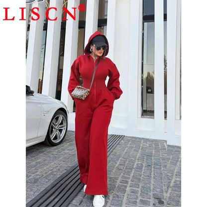 5 Bulk Items Wholesale Lots Rompers Womens Jumpsuits Long Sleeve Hooded Slim Solid Casual Y2k Clothing Street K16131