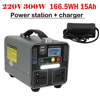 300W Portable Power Station 220V 166.5wh/333wh Outdoor Solar Generator Household Portable Stall Camping Emergency Power Supply