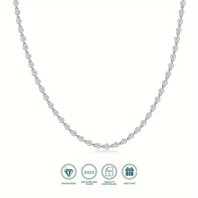S925 moissanite necklace, tennis necklace, men and women temperament fashion party engagement wedding anniversary wedding gift