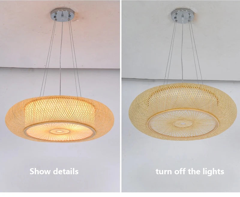 40/50/60/80cm Bamboo Pendant Lights Room Decor Chinese Style Hanging Light Bedroom Kitchen Restaurant Chandeliers Suspen Lamps
