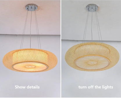 40/50/60/80cm Bamboo Pendant Lights Room Decor Chinese Style Hanging Light Bedroom Kitchen Restaurant Chandeliers Suspen Lamps