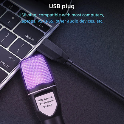 USB Microphone Gaming Microfone Condensador Noise Reduction Wire Mic for Podcast Recording Studio Streaming Laptop Desktop PC