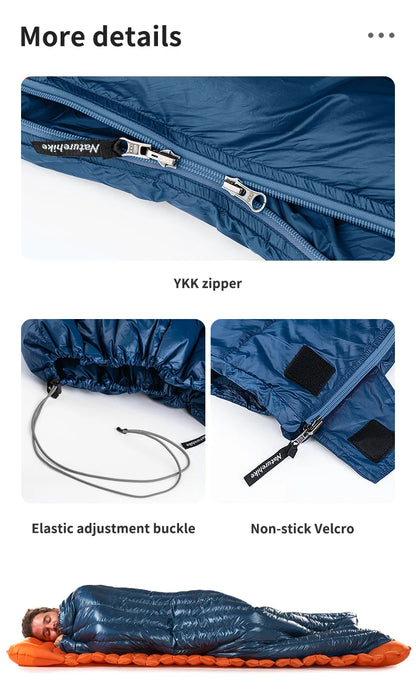 Naturehike Ultralight Backpacking Duck Down Sleeping Bag for Adults Warm Splicable Double Quilt 2 Person Sleeping Bags for Hiking Camping 3 Seasons