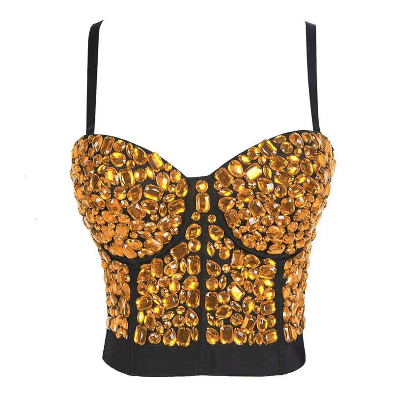 Quality Pearl Tank Tops Rhinestone Women Crop Top Club Clothes Streetwear Y2K Corset Woman Shaper Camis Fashion Feamale Clothing