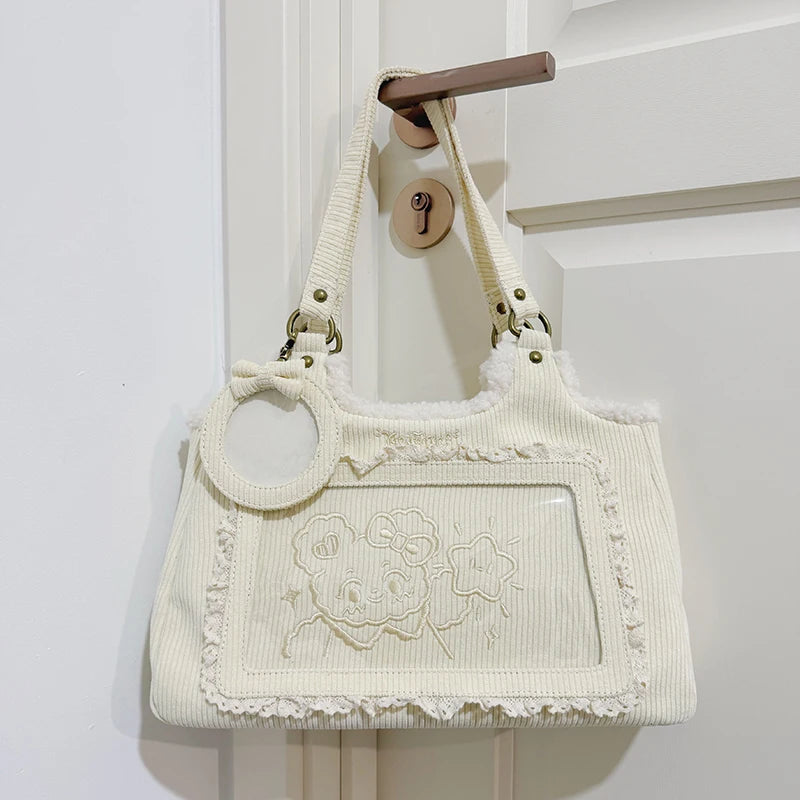 Original Corduroy Satin Lace Ribbon Daily Shoulder Bags Women's Bag Handbags for Women Cute Tote Bags for Women