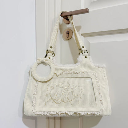 Original Corduroy Satin Lace Ribbon Daily Shoulder Bags Women's Bag Handbags for Women Cute Tote Bags for Women
