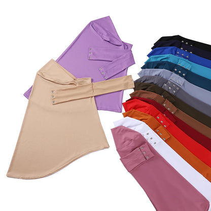 Ready To Wear Full Cover Inner Instant Hijab Premium Quality Jersey Scarf With Tie Back Buttons Muslim Women Turban Caps